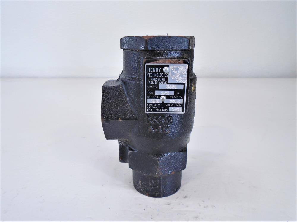 Henry 1/2" NPT x 1" NPT Refrigerant Relief Valve, #5601, 300 PSI, Cast Iron